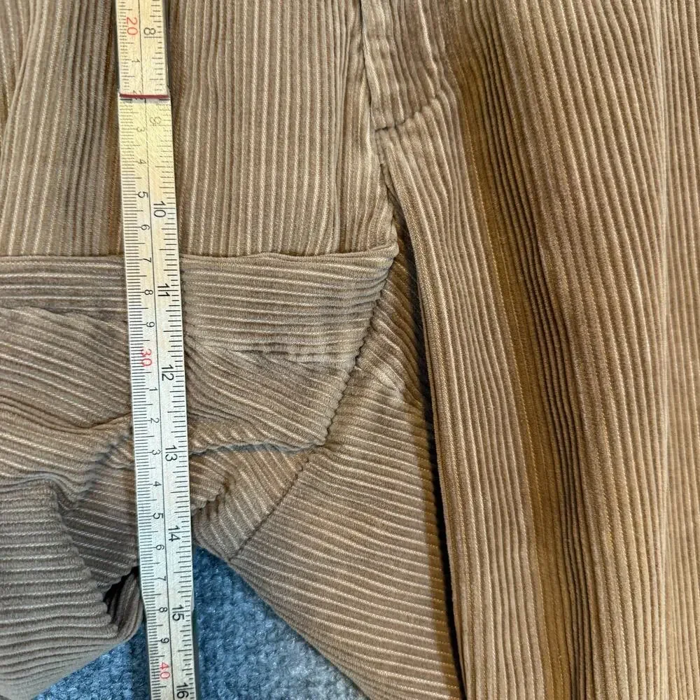 L.L Bean Pants Mens 37x30 Tan Corduroy‎ Chinos Pleated Straight Leg Relaxed Vtg